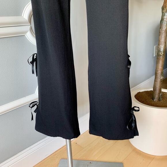 Valentino Wide Leg Wool Tuxedo Pants With Ribbon Ties Size 8 - Picture 3 of 12